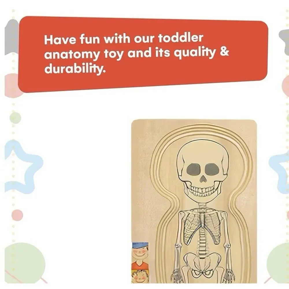 Kidzlane My Body Puzzle Boy Anatomy Wooden Montessori‎ Learning Toy 29 Piece NIB